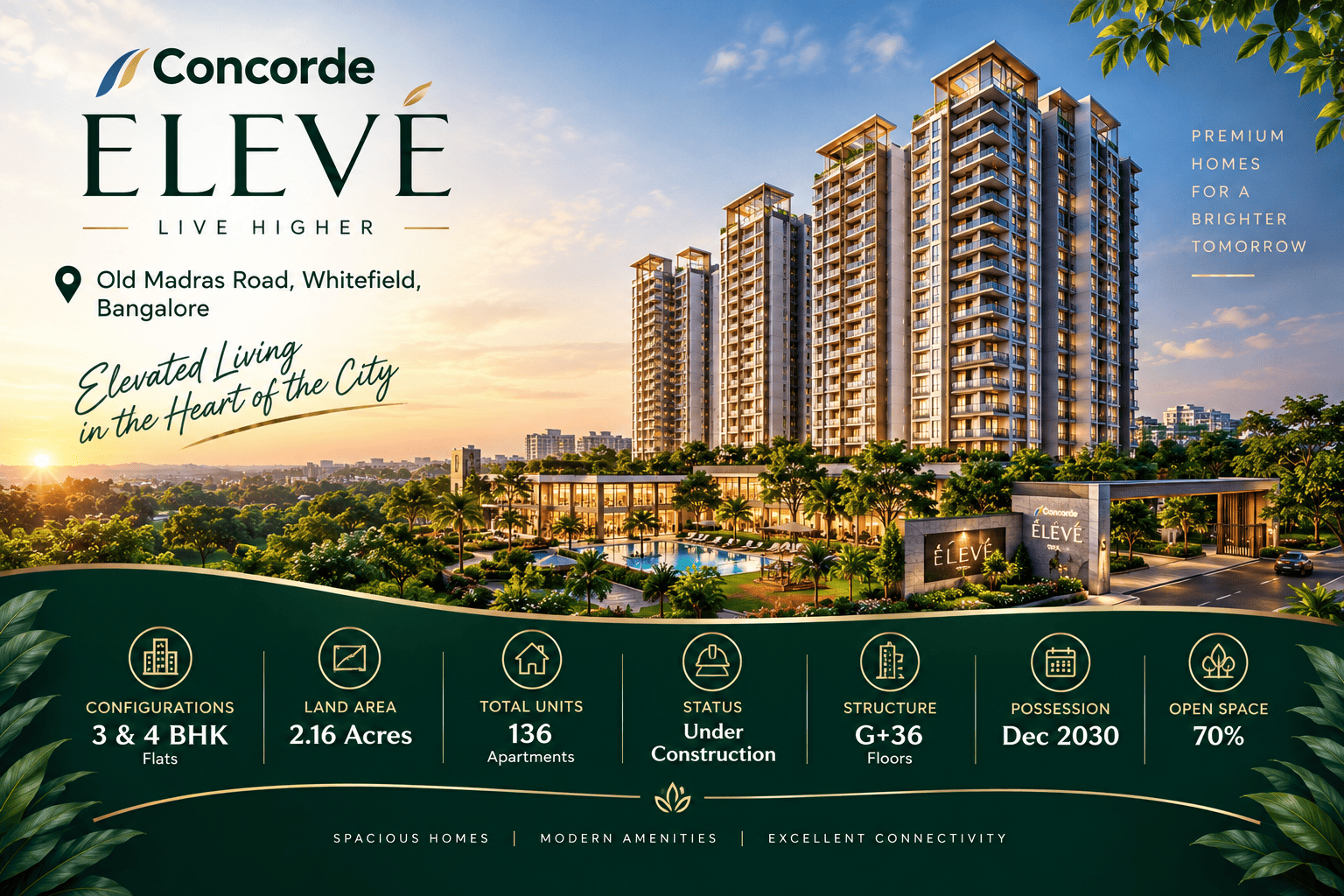 Concorde Eleve - Premium 3 & 4 BHK Apartments at Whitefield, Bangalore