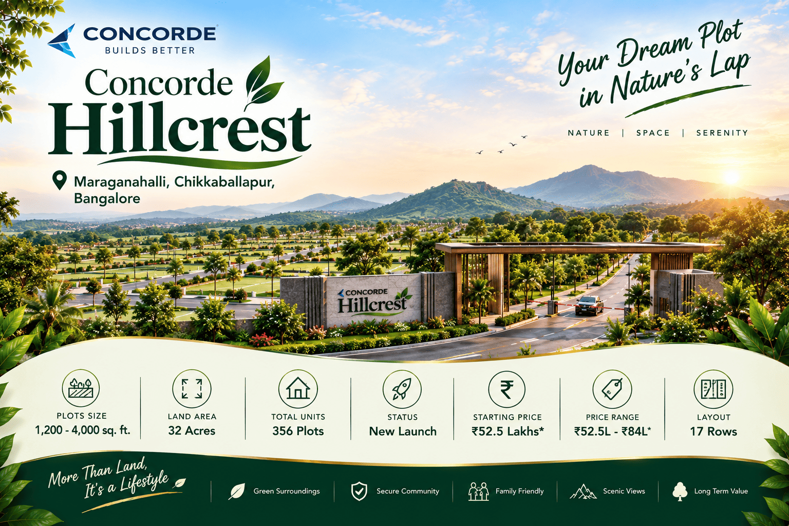 Concorde Hillcrest - Premium Plotted Development at Chikkaballapur, North Bangalore
